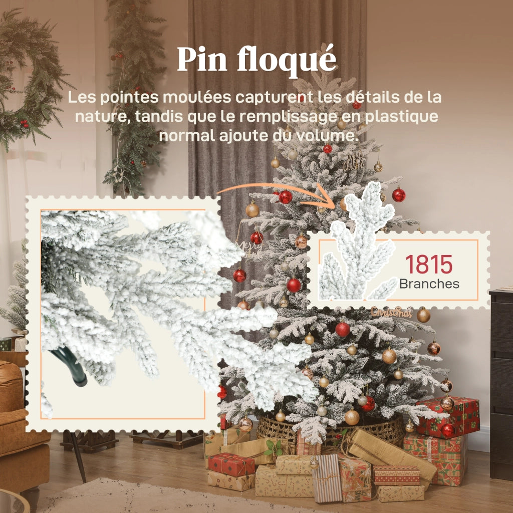 Albero di Natale artificiale innevato 180 cm ¨C zephmum ¨C verde con supporto metallo pieghevole