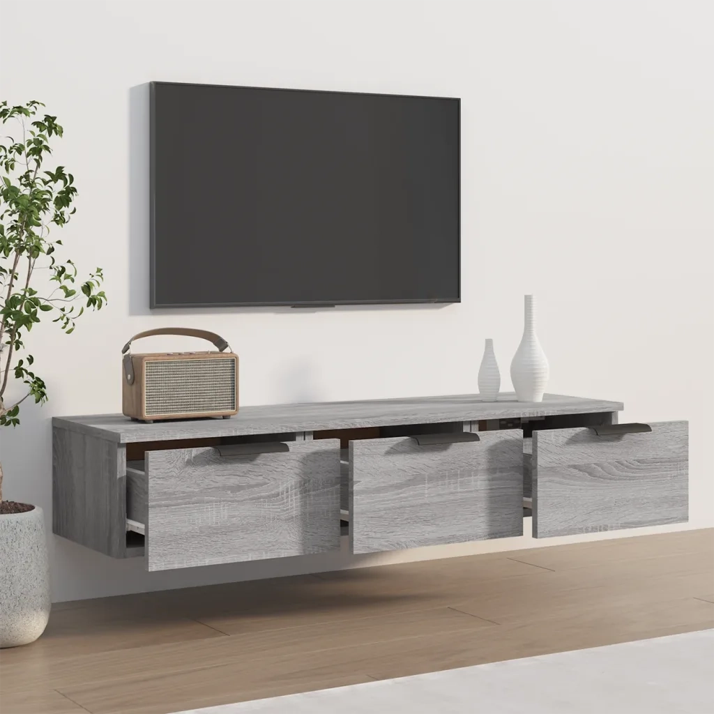 Armadietto a Muro Grigio Sonoma 102x30x20 cm Legno Multistrato 817097
