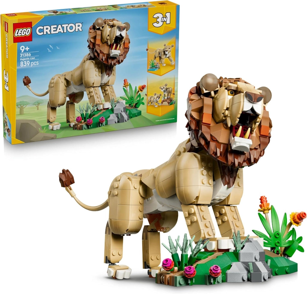 LEGO Creator 3in1 Animali Selvatici: Leone Maestoso Giocattolo - Trasformabile in una Leonessa o in 2 Cuccioli,Eta