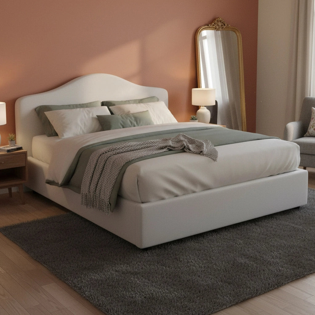 Letto Matrimoniale Akym, Letto Matrimoniale Materasso Incluso Made in Italy, Bianco