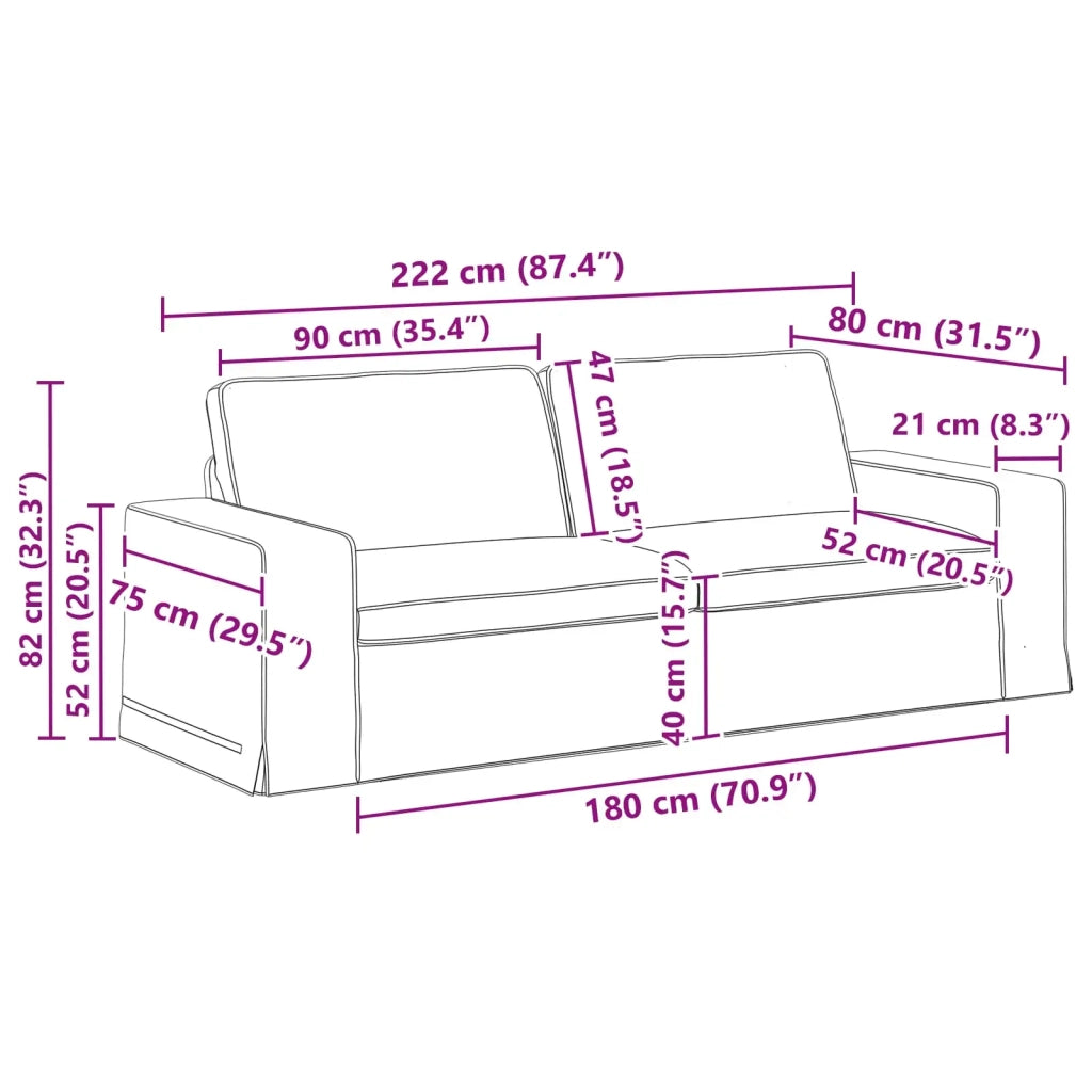 Set di divani 2 pcs Grigio chiaro 222 x 80 x 82 cm Tessuto
