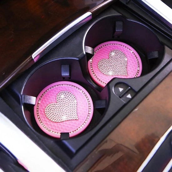 Impianti di Sostegno per Auto - Set da 4 - Anti-Slittamento - Rosa - Universale - Accessori per Auto - Adatto a Tutti i Modelli - Design d'Amore - 70mm di Diametro.