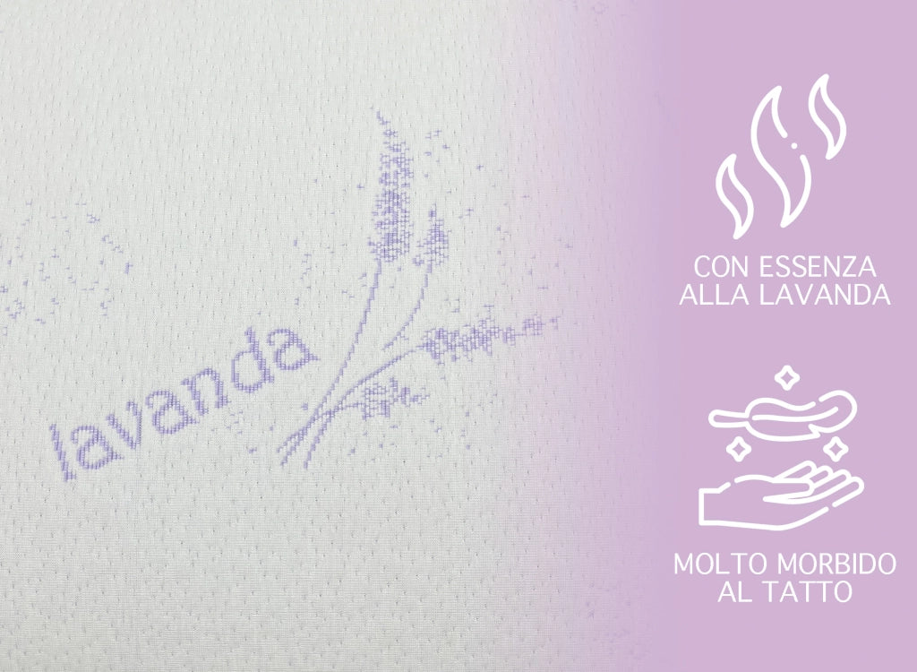 Guanciale Anatomico Aloe Vera Memo Cuscino Letto Saponetta Traspirante Memory Foam Anallergico Prodotto Italiano - Lavanda - 1 Cuscino