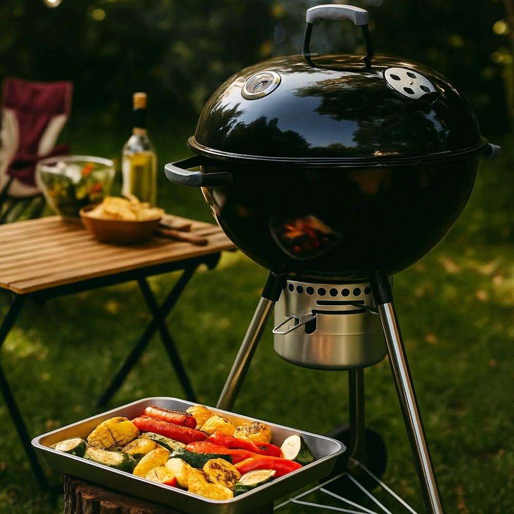 Barby barbecue carbone 70x58x102 cm griglia 54 cm termometro ganci portautensili