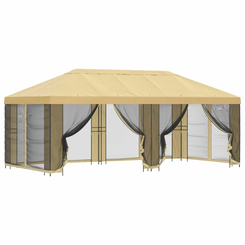 Gazebo con pareti laterali 6 x 3 m Crema Poliestere e Acciaio 3376020