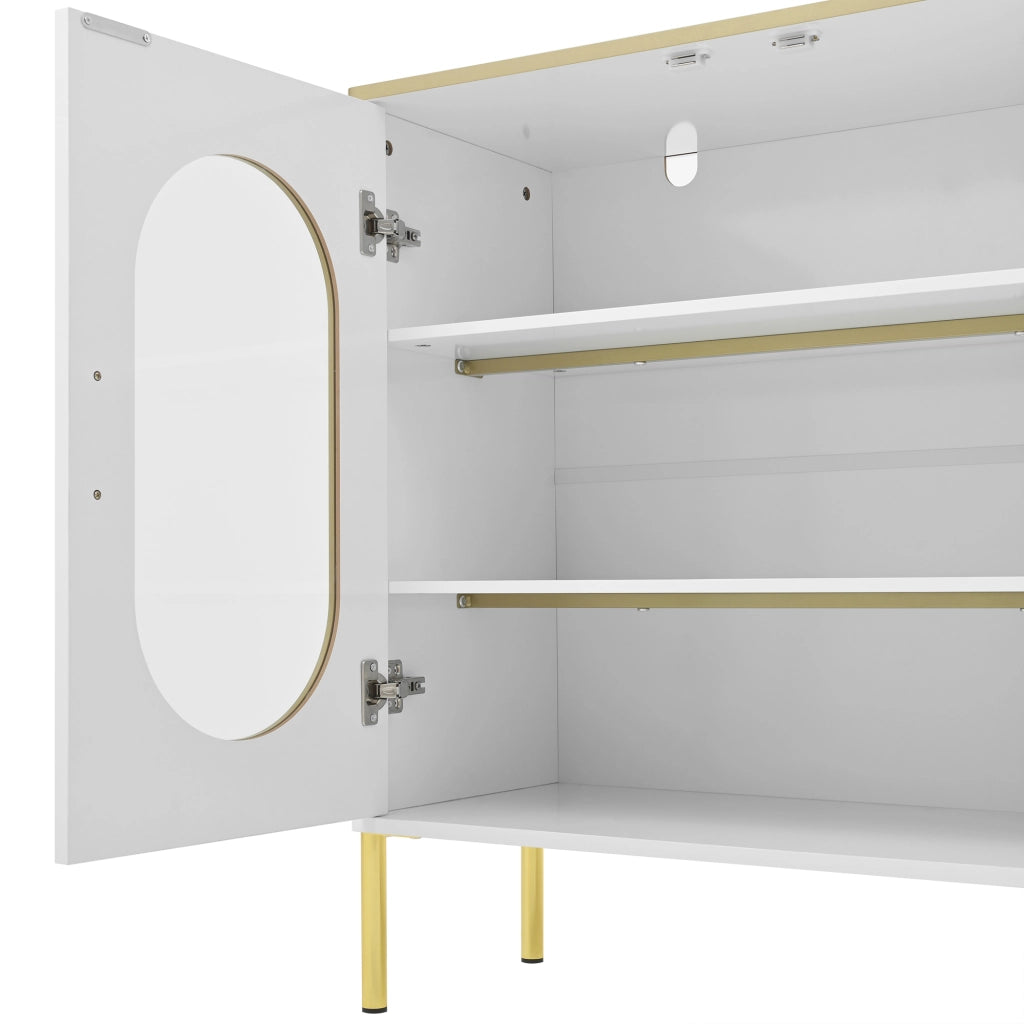 Credenza 2 Cassetti 2 Ante in Vetro con Passacavi per Soggiorno Sala da Pranzo e Ingresso