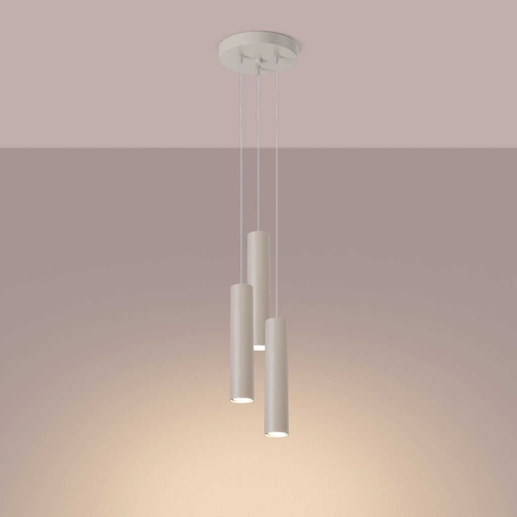Lampada a tubo in acciaio LAGOS a 3 lampadine beige GU10 LED montaggio a parete IP20