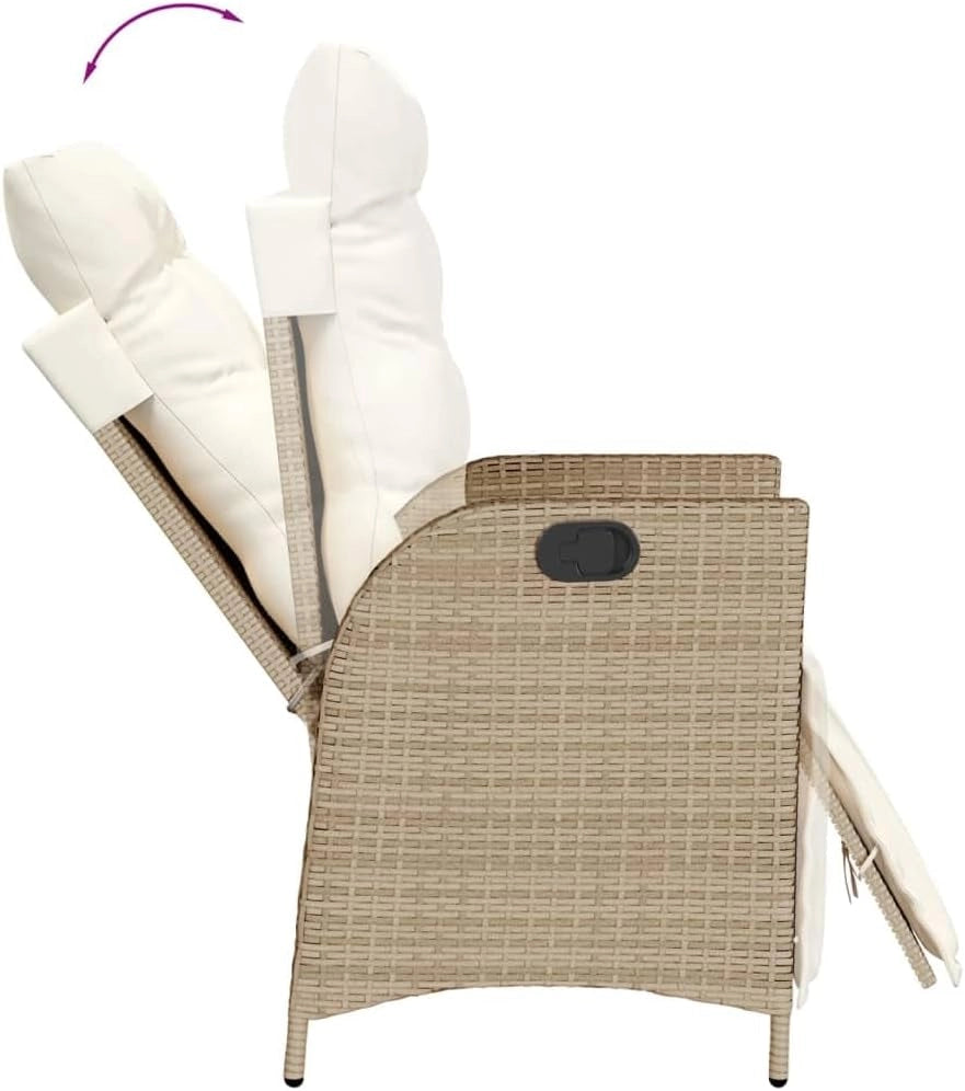 Set da Pranzo da Giardino 9 pz con Cuscini Beige in Polyrattan,Set da Pranzo Esterni,Set Pranzo da Giardino,Set da Pranzo su Patio-3213373