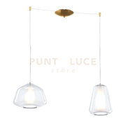 SOSPENSIONE OTTONE SAT. 2 LUCI SPOSTABILE VETRI ALPHA + GAMMA TRASPARENTI 1176OS-S2 S AG-TR