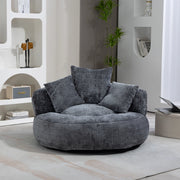 Poltrona sacco lazy sofa in ciniglia grigio 108x108x52 cm; seduta ampia