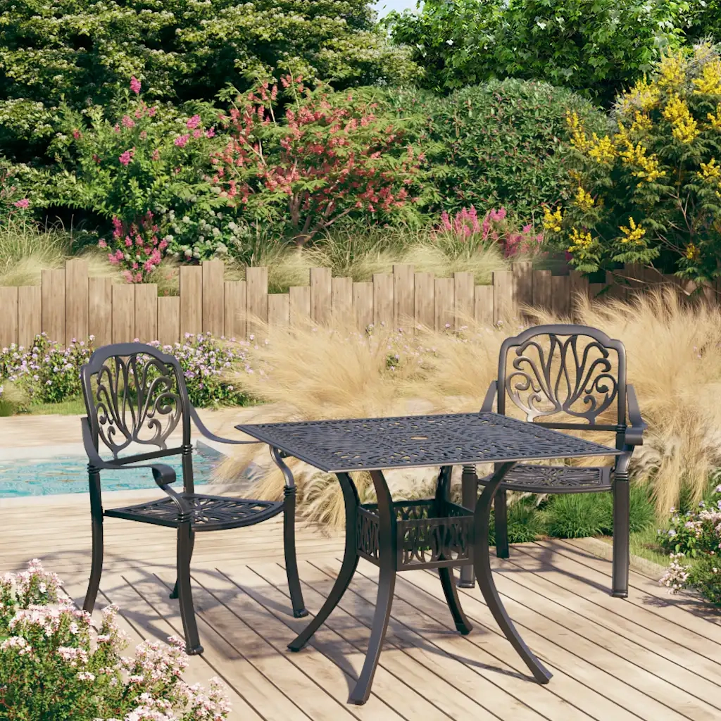 Set da Bistrot 3 pz in Alluminio Pressofuso Nero 3070578