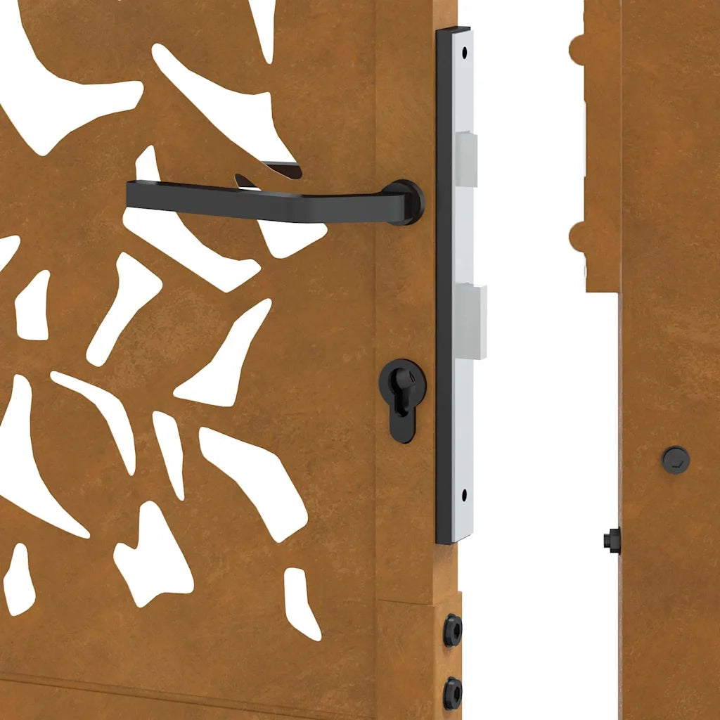 Cancello da giardino 100x125 cm in acciaio corten con design a foglia 4100965