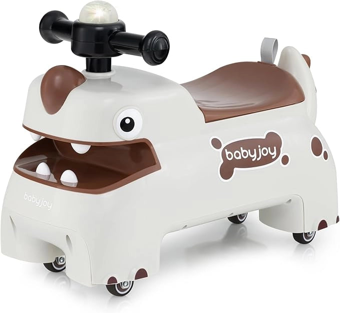 Macchina a Spinta per Bambini, Giocattolo Cavalcabile con Spazio Nascosto Luci Musica e Clacson, Macchina da Passeggio a Spinta con 4 Ruote, Regalo per Bambini 18+ Mesi (Bianco)