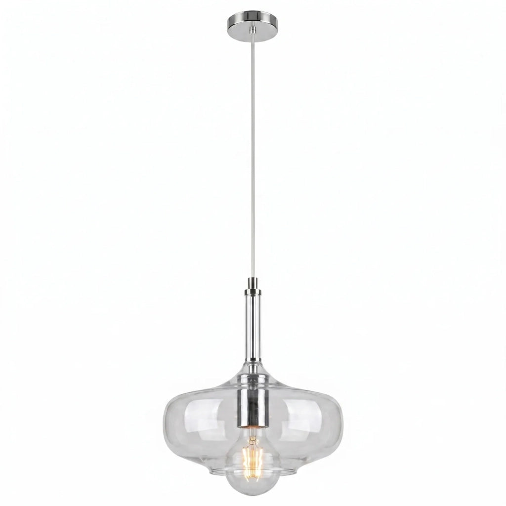 Sospensione Imbuto 1 Luce Trasparente E Cromo Luceart Design