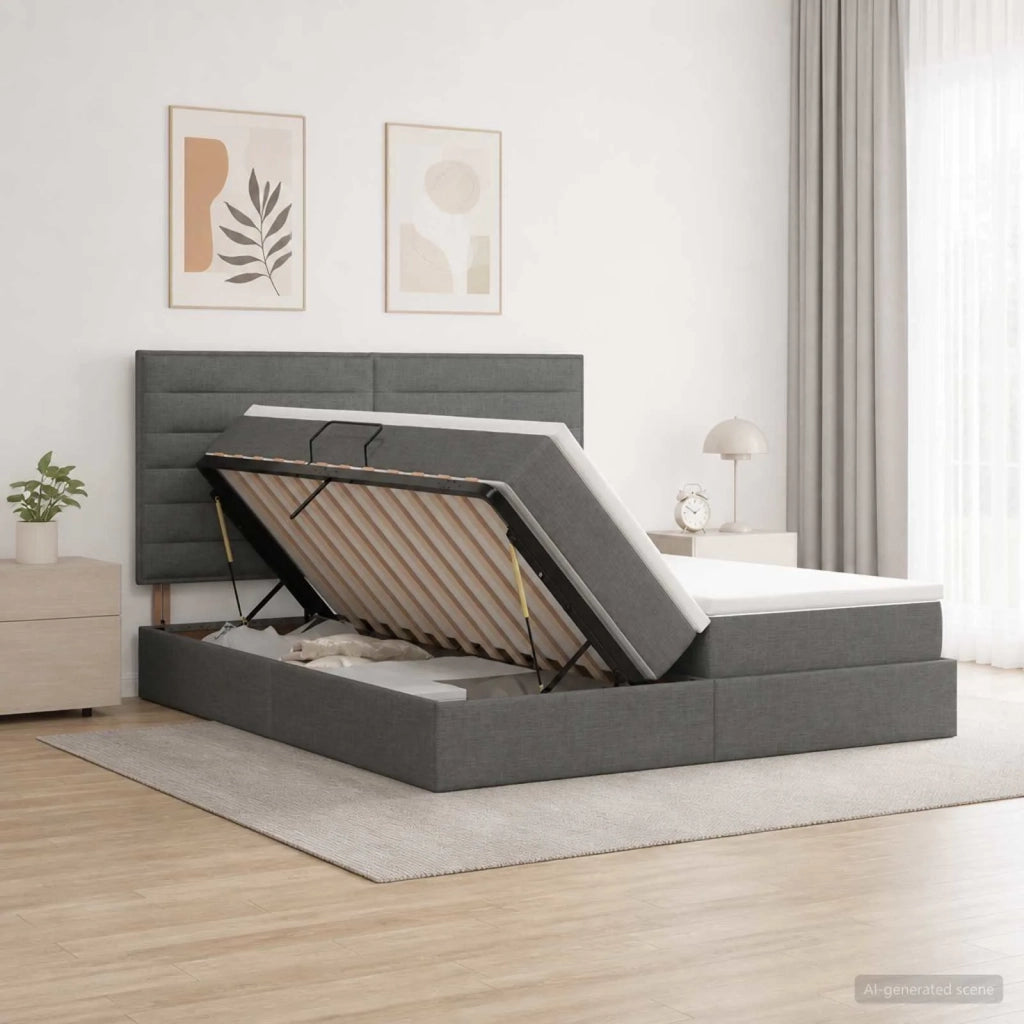 Letto con contenitore LED e materasso Grigio Scuro 200 x 200 cm 3460225