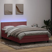 Letto a Molle con Materasso e LED Rosa 160x210 cm in Velluto 3316892