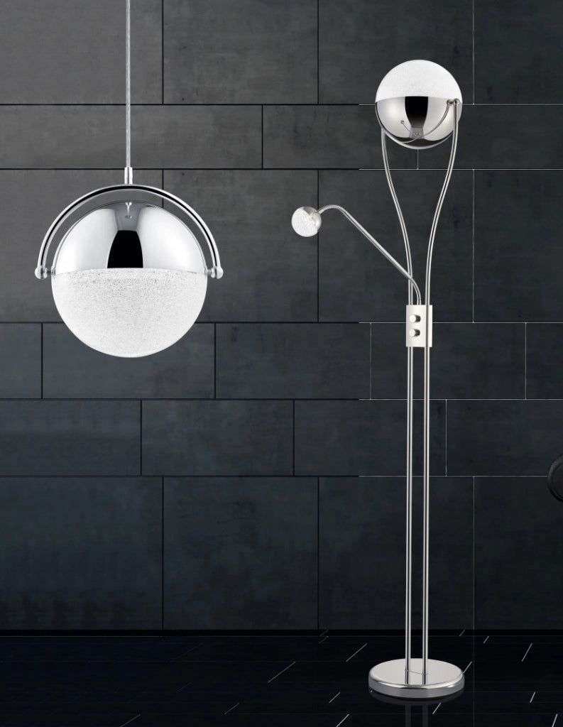 Piantana LED, metallo e acrilico, cromo ed effetto ghiaccio, H 180 cm, Chris