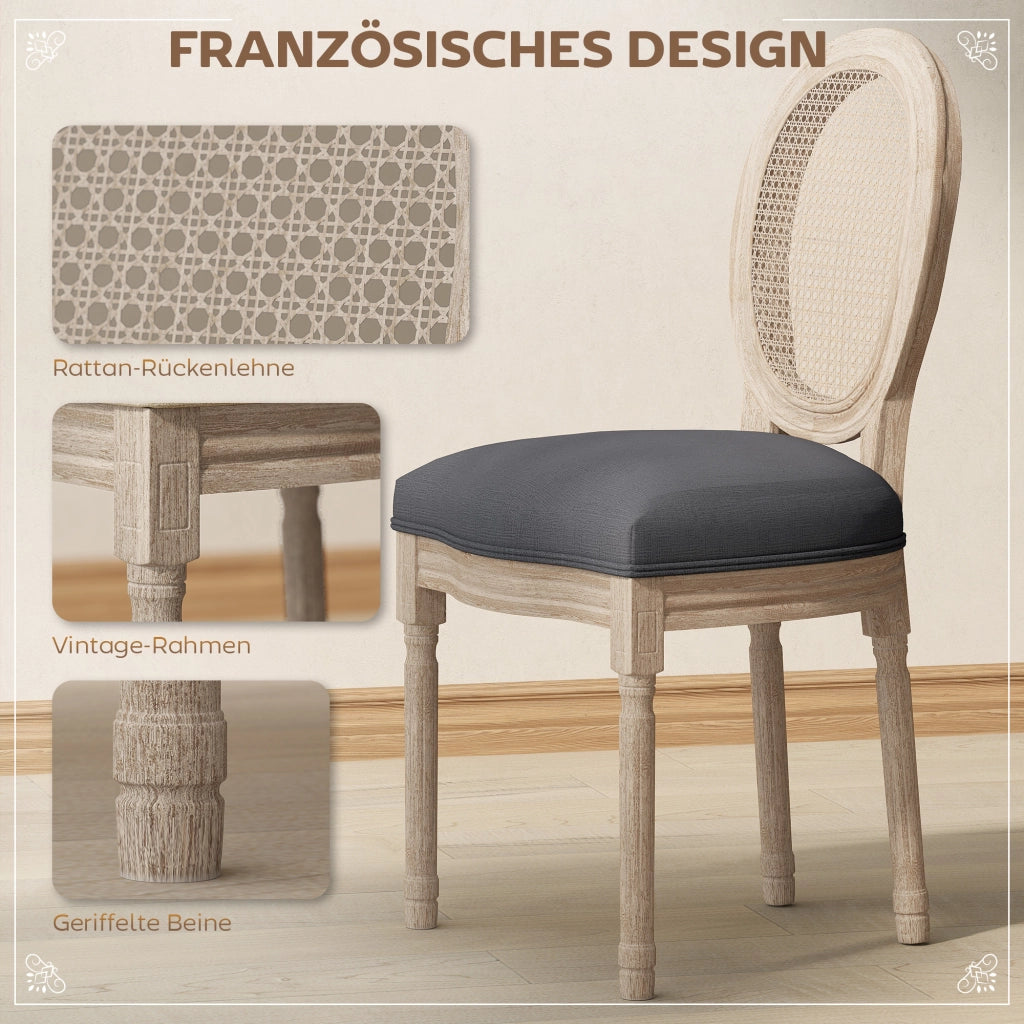 Sedie da pranzo ¨C Zephmum ¨C Set 2 pezzi, imbottite, velluto grigio, design retr¨°
