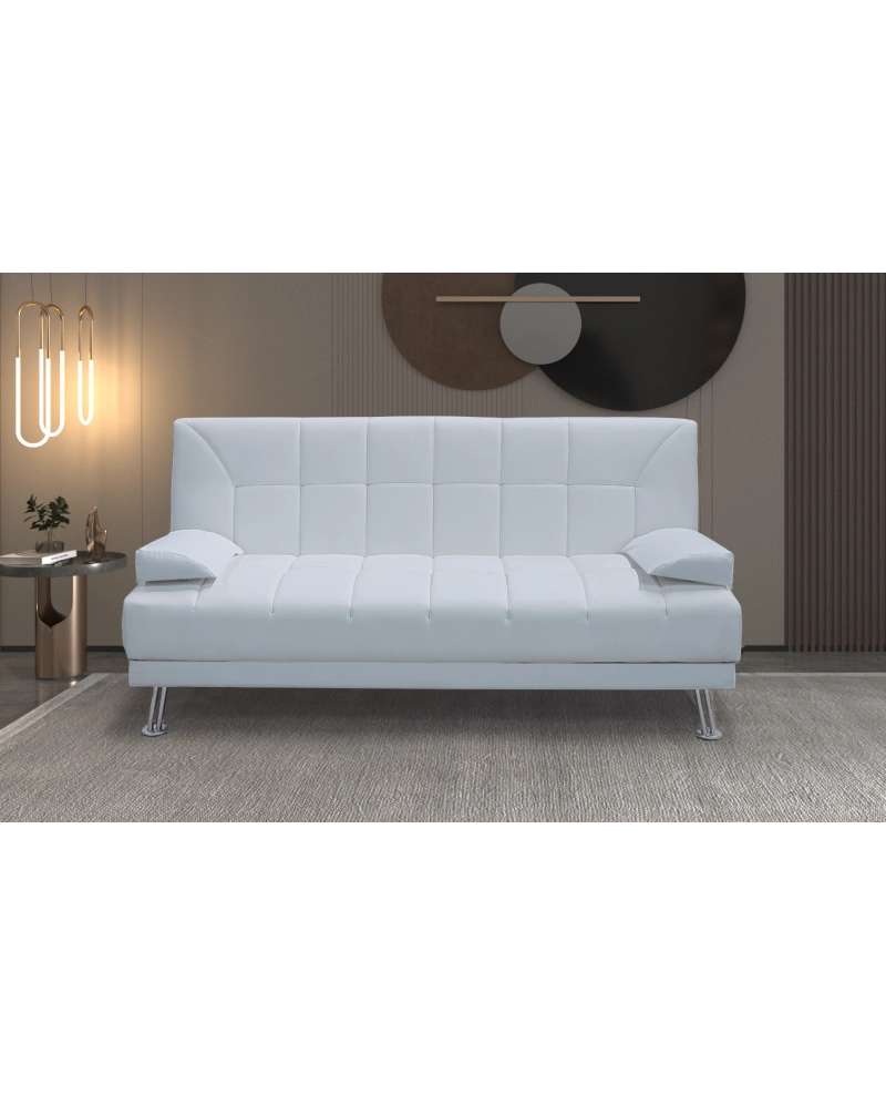 Divano letto tre posti, reclinabile, ecopelle bianco Sicorage 187cm Crucy