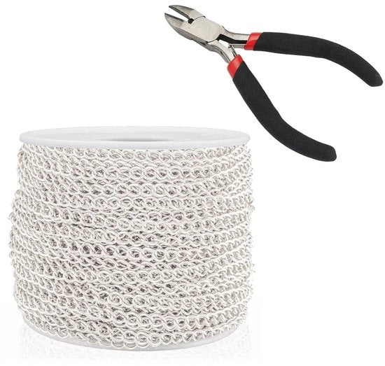 Catena di scambio in acciaio inossidabile 10m - Catena per gioielli - Catena per lavori di artigianato - Lunghezza regolabile - Lega d'argento - Catena per gioielli