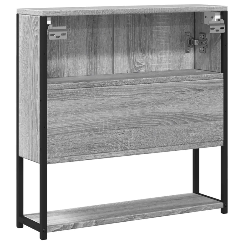 Elegante mobiletto a specchio da bagno a parete 60 x 16 x 60 cm pratico contenitore in legno composito grigio 02_0049426