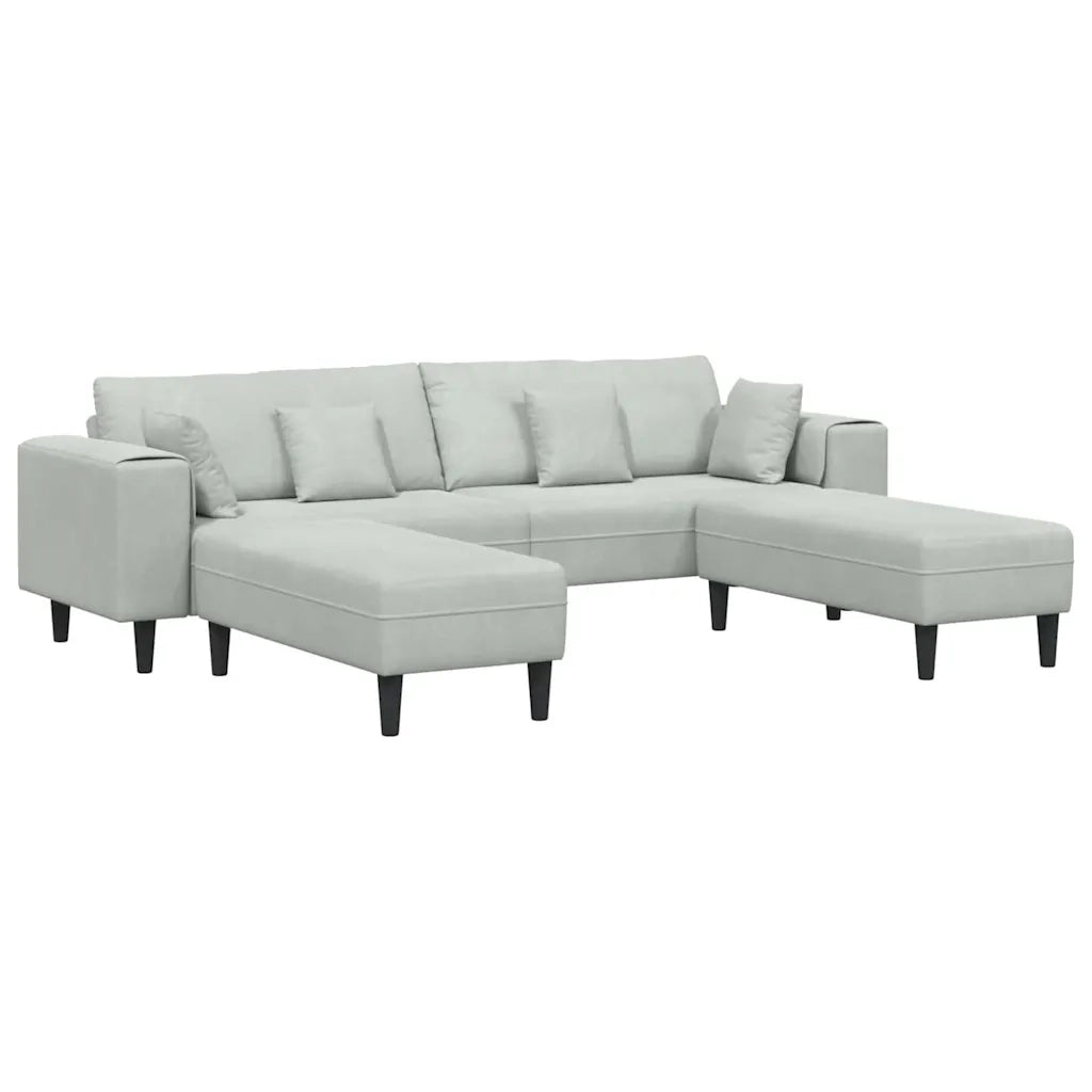 vidaXL Divano in Velluto 3 pcs Grigio chiaro 208 cm Velluto