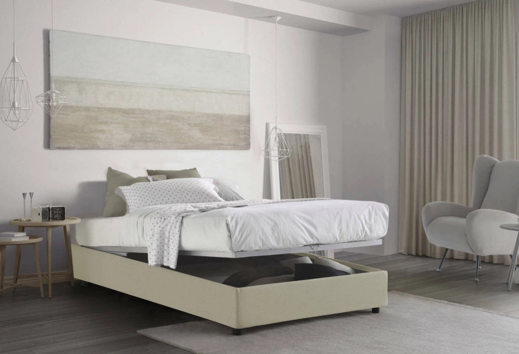 Asid, Letto Piazza e Mezza Sfoderabile Made in Italy, Beige