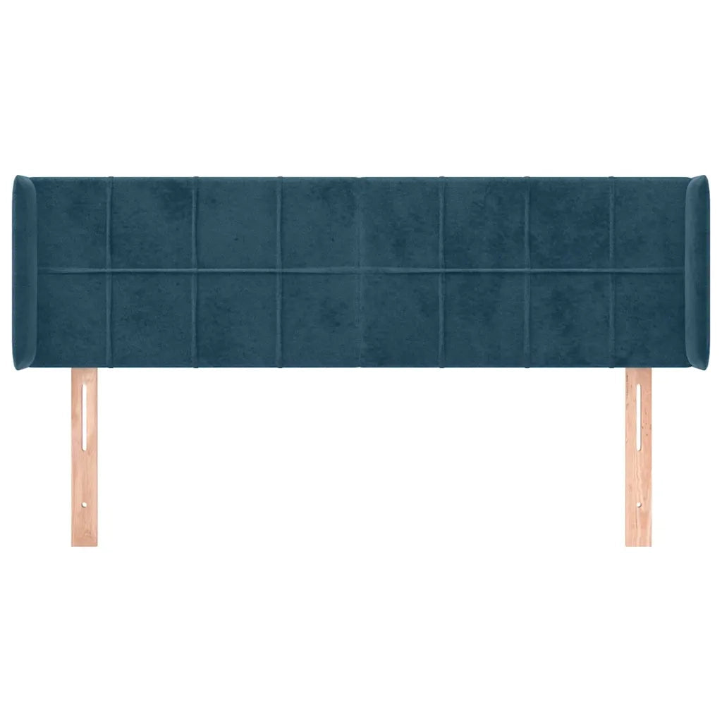 Testiera ad Orecchio-Testata con Orecchie Blu Scuro 147x16x78/88 cm in Velluto 115079