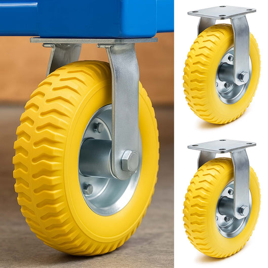 Set 2 ruote fisse da trasporto, antiforatura, 225x58 mm, 100 kg/ruota, con piastra di montaggio