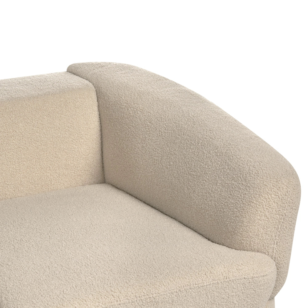 Divano a 2 posti Tappezzeria in bouclè beige chiaro Gambe nere in ferro con braccioli Angolo lettura soggiorno Stile moderno