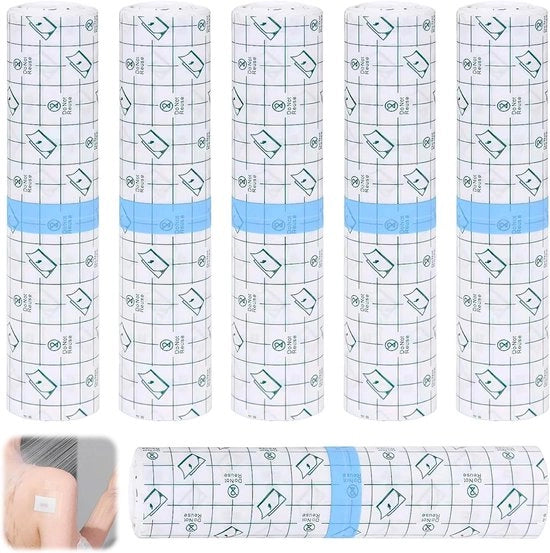 Bande di fasciatura trasparenti e idrodinamiche 15 cm x 1 m - Per tatuaggi e ferite - Adesione elevata (6 pezzi)