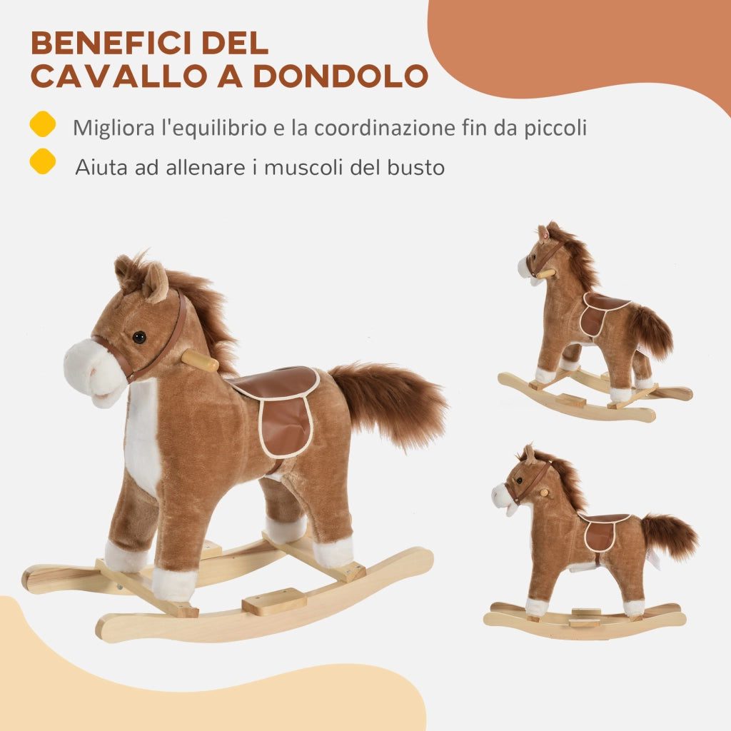 Cavallino a Dondolo per Bambini ¨C zephmum ¨C Marrone, Suoni Realistici, 36-72 Mesi