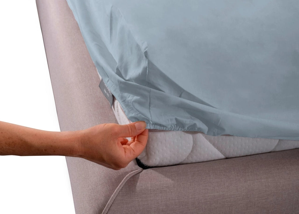 Completo Lenzuola In 100% Cotone In Tinta Unita Made In Italy - Matrimoniale - Azzurro