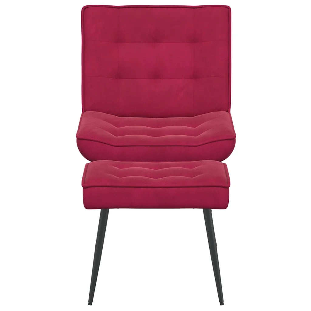 Divano Sedia-Poltrona Relax con Poggiapiedi Rosso Vino in Velluto 354361