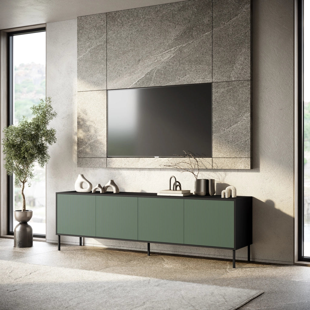 Buffet 4 ante BUDAPEST-S nero/verde salvia