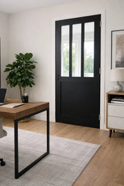 Blocco porta officina rivestito di nero Larghezza 83 Larghezza Spingitore sinistro