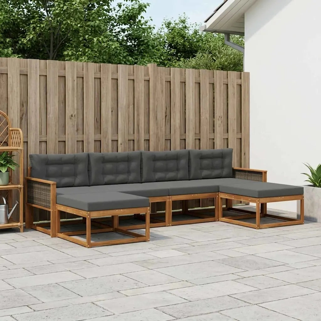 Set di divani da esterno con cuscino 6 pcs Naturale e Antracite 3382780