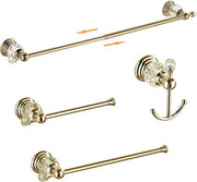 Set di accessori per la stanza da bagno - Asse da asciugamano, appoggio per carta igienica, gancio e accessori in oro