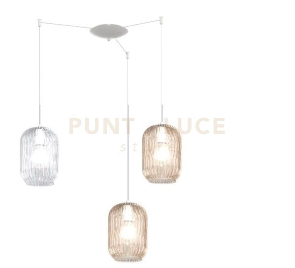 SOSPENSIONE BIANCO 3 LUCI SPOSTABILE VETRI TR + 2X AM 1181BI-S3 S-TA