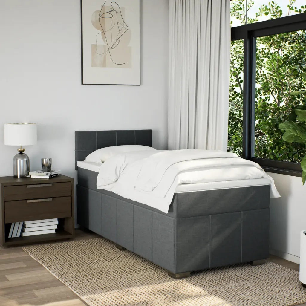 Giroletto a Molle con Materasso Grigio Scuro 100x200 cm Tessuto 3286980