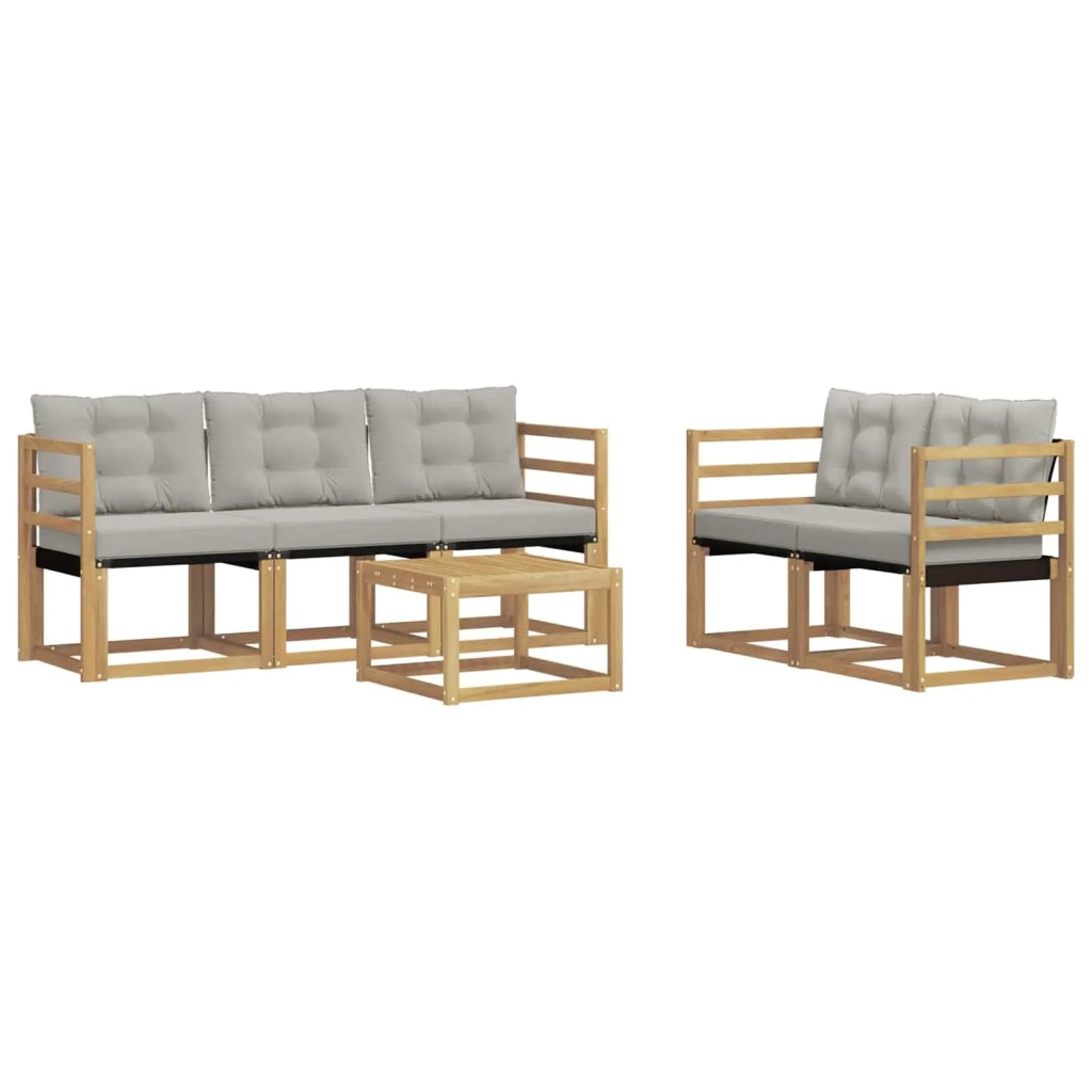 Set di divani da esterno 6 pcs Bianco e Grigio Chiaro