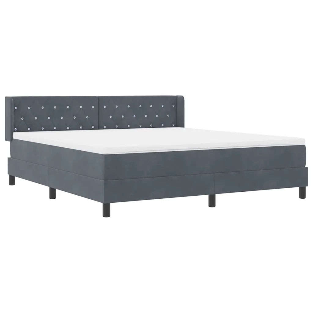 Letto a molle con testiera Grigio scuro 200 x 180 cm Poliestere