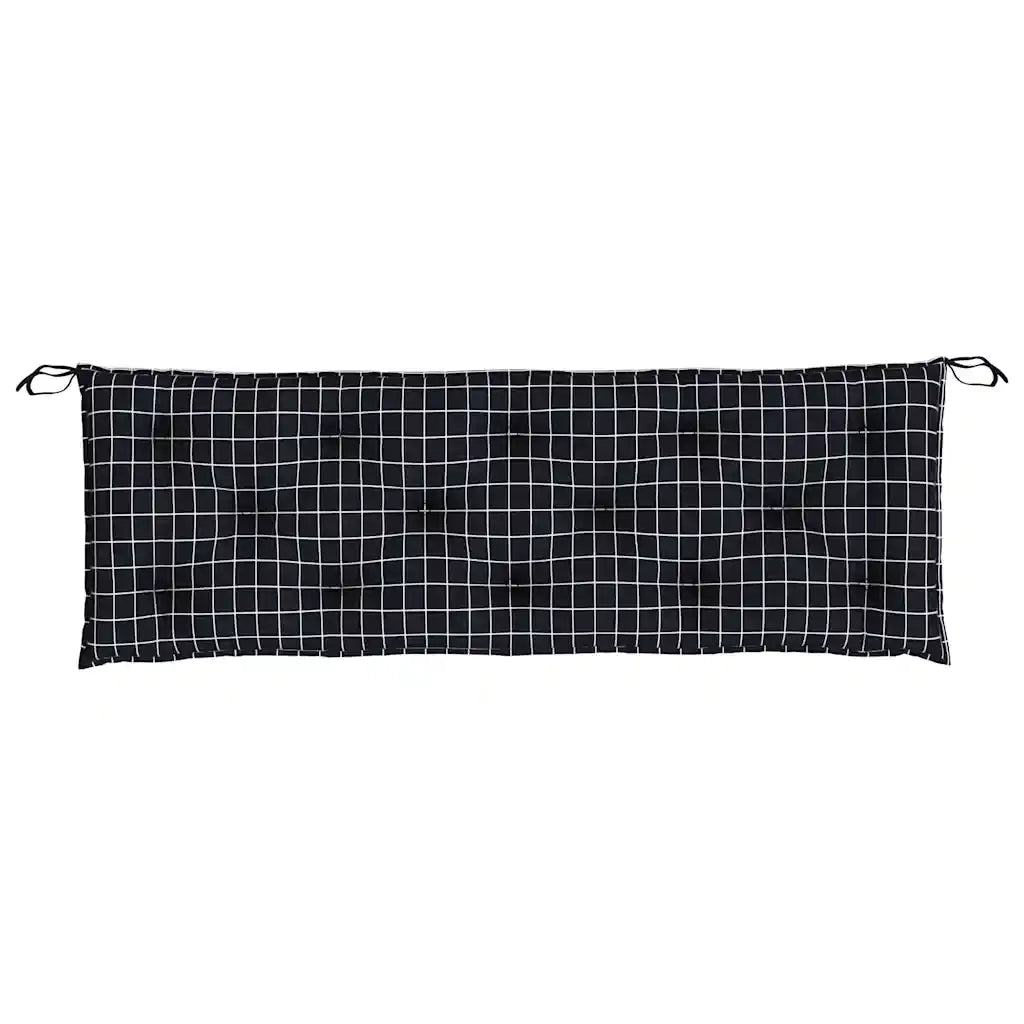 Cuscini Panca da Giardino 2pz a Quadri Nero 150x50x7 cm Tessuto 361710