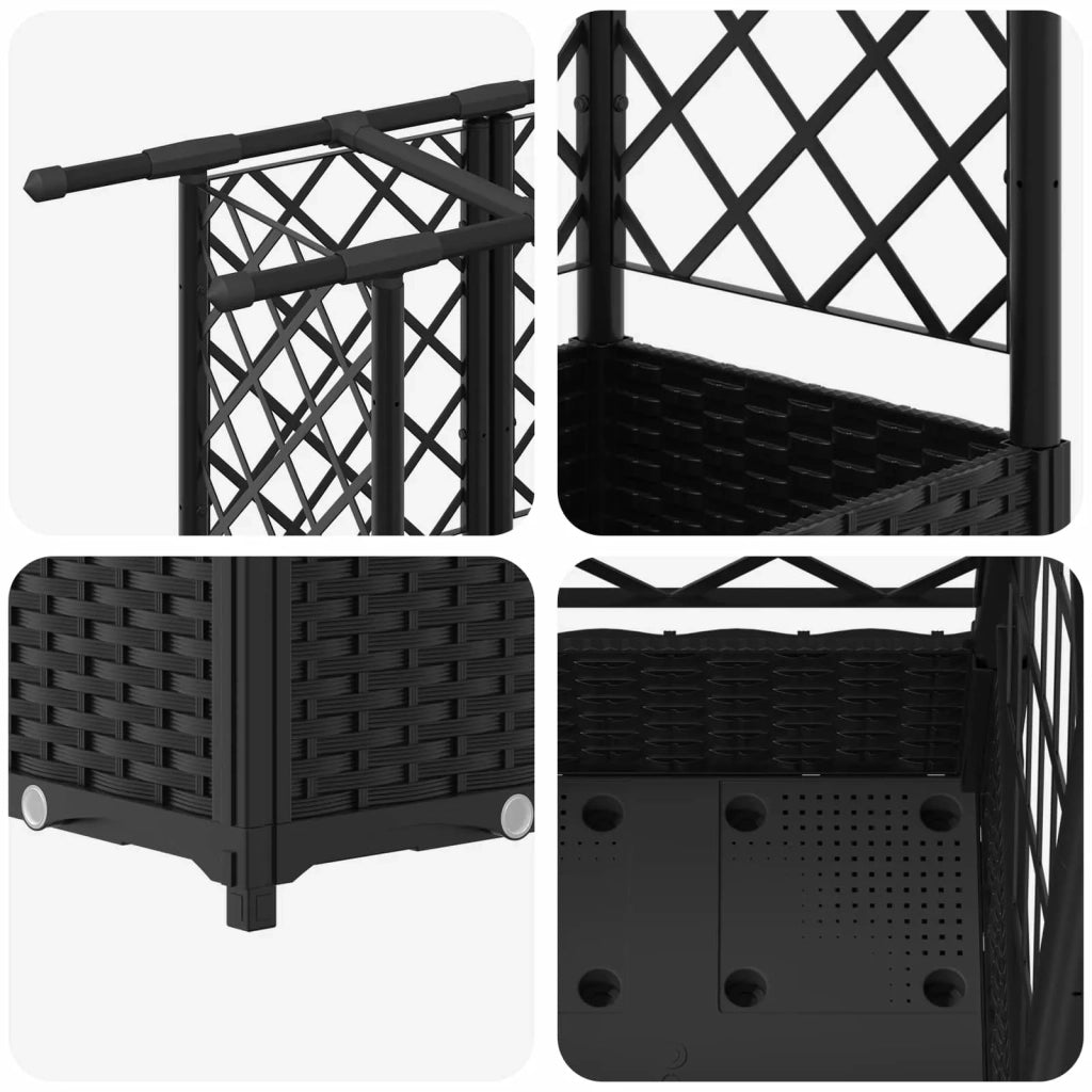 Letto Rialzato con Griglia e Tetto Nero 164 x 40 x 123 cm PP 42032546