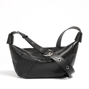 Borsa a conchiglia da donna in vera pelle nera