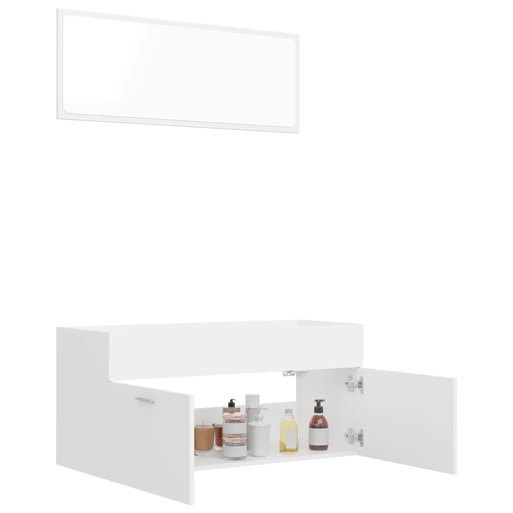 Set Mobili da Bagno 2 pz Bianco in Truciolato cod mxl 63962