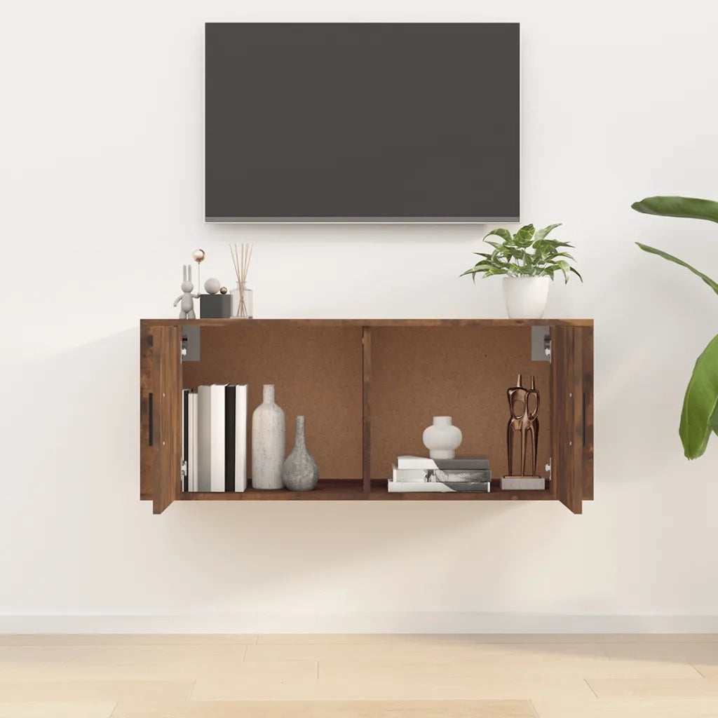 Mobile Porta TV a Parete rovere fumo 100x34,5x40 cm 816637