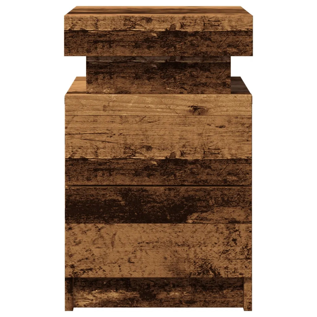 Comodini con LED 2 pz-Tavolino da notte Legno Antico 35x39x55 cm in Truciolato