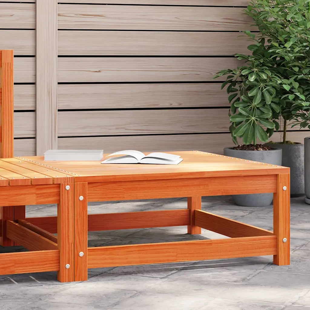 Poggiapiedi da Giardino Marrone Cera 70x70x30 cm Massello Pino 837939