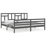 Letto matrimoniale | Letto per adulti | Giroletto con Testiera Grigio 200x200 cm in Legno Massello